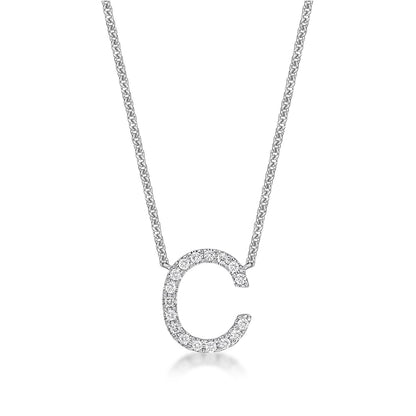 9K Round Brilliant Cut Diamond Initial Pendant image 1