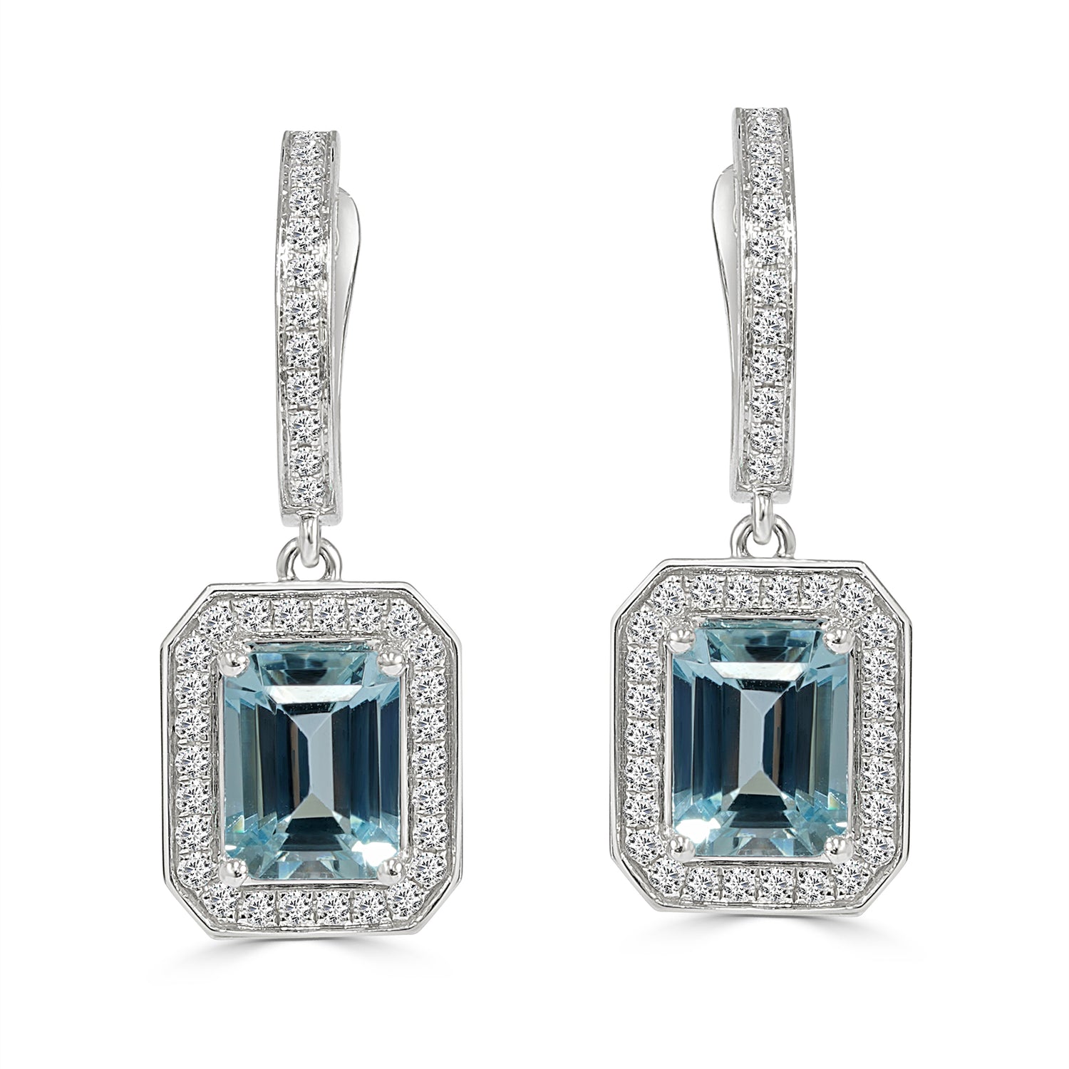 Aquamaine and Diamond Drop Earrings image 0