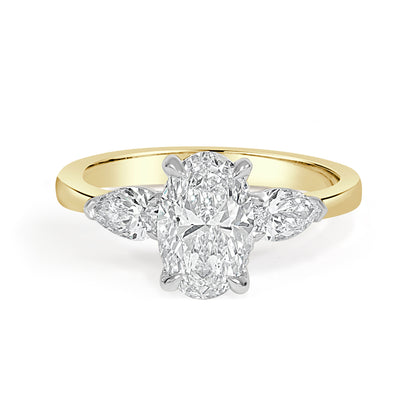 Celestia - 1.51ct Lab Grown Oval Cut Diamond Engagement Ring with Hidden Halo