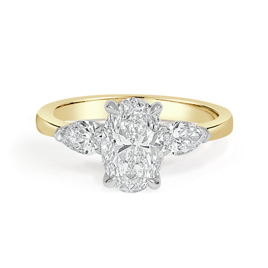Celestia - 1.51ct Lab Grown Oval Cut Diamond Engagement Ring with Hidden Halo