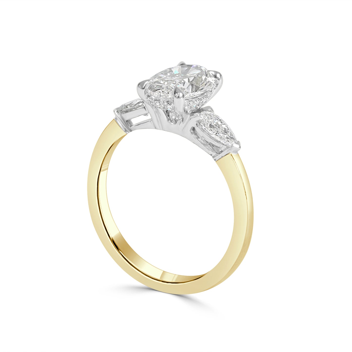 Celestia - 1.51ct Lab Grown Oval Cut Diamond Engagement Ring with Hidden Halo