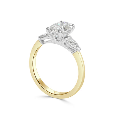Celestia - 1.51ct Lab Grown Oval Cut Diamond Engagement Ring with Hidden Halo