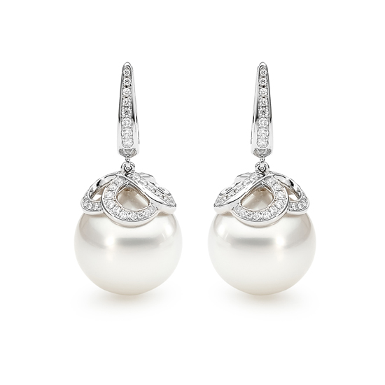 South Sea Pearl and Diamond Earrings | Diamonds Intl.