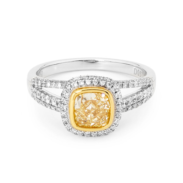 Yellow Diamond Halo Split Band Engagement Ring