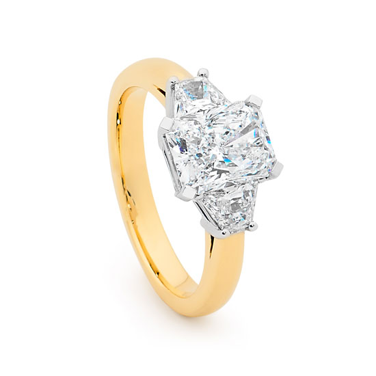 Radiant Cut Diamond Trilogy Engagement Ring