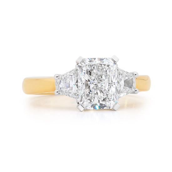 Radiant Cut Diamond Trilogy Engagement Ring