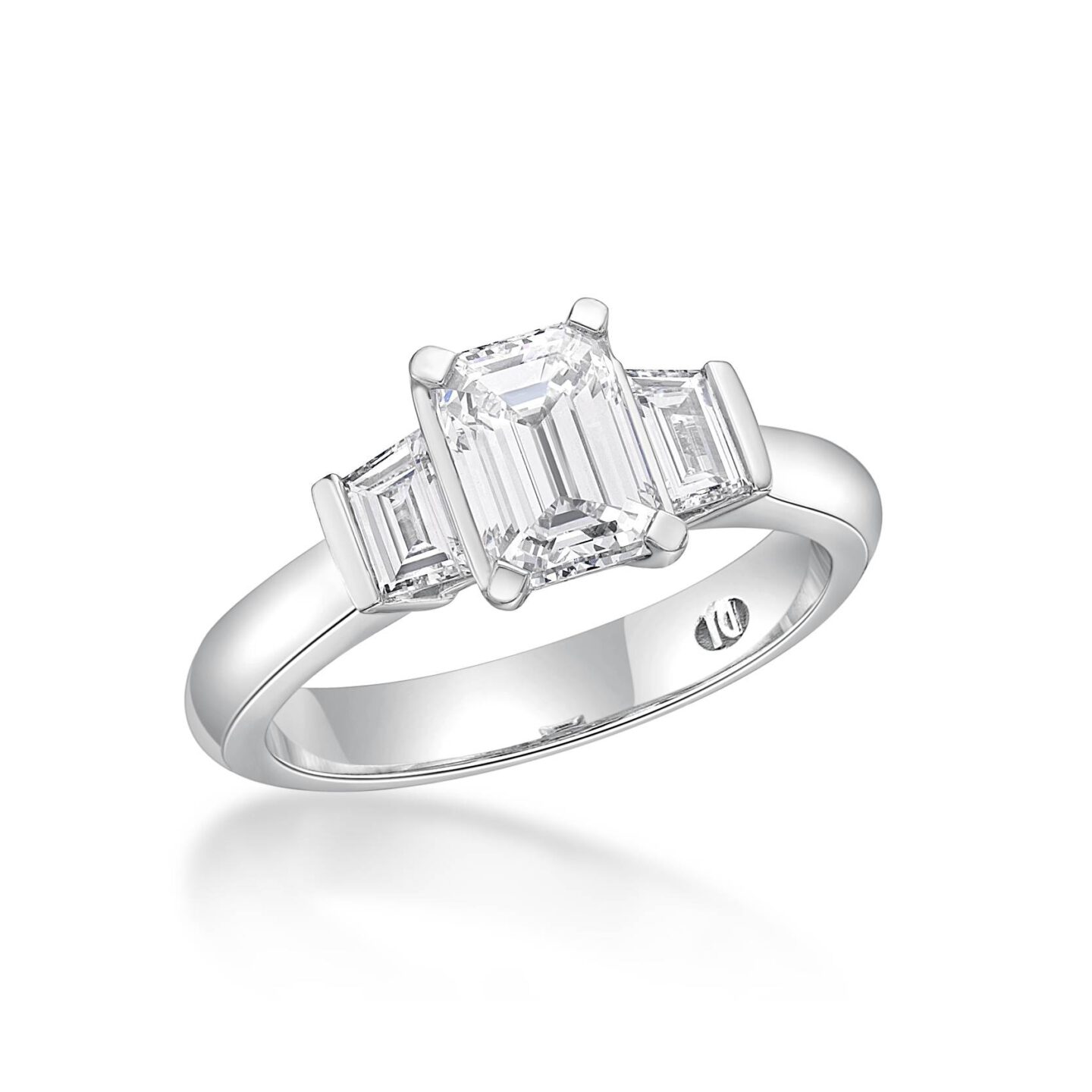 Portia – Emerald Cut Diamond Trilogy Engagement Ring