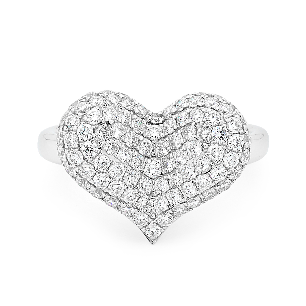 Pave Set Diamond Heart Dress Ring