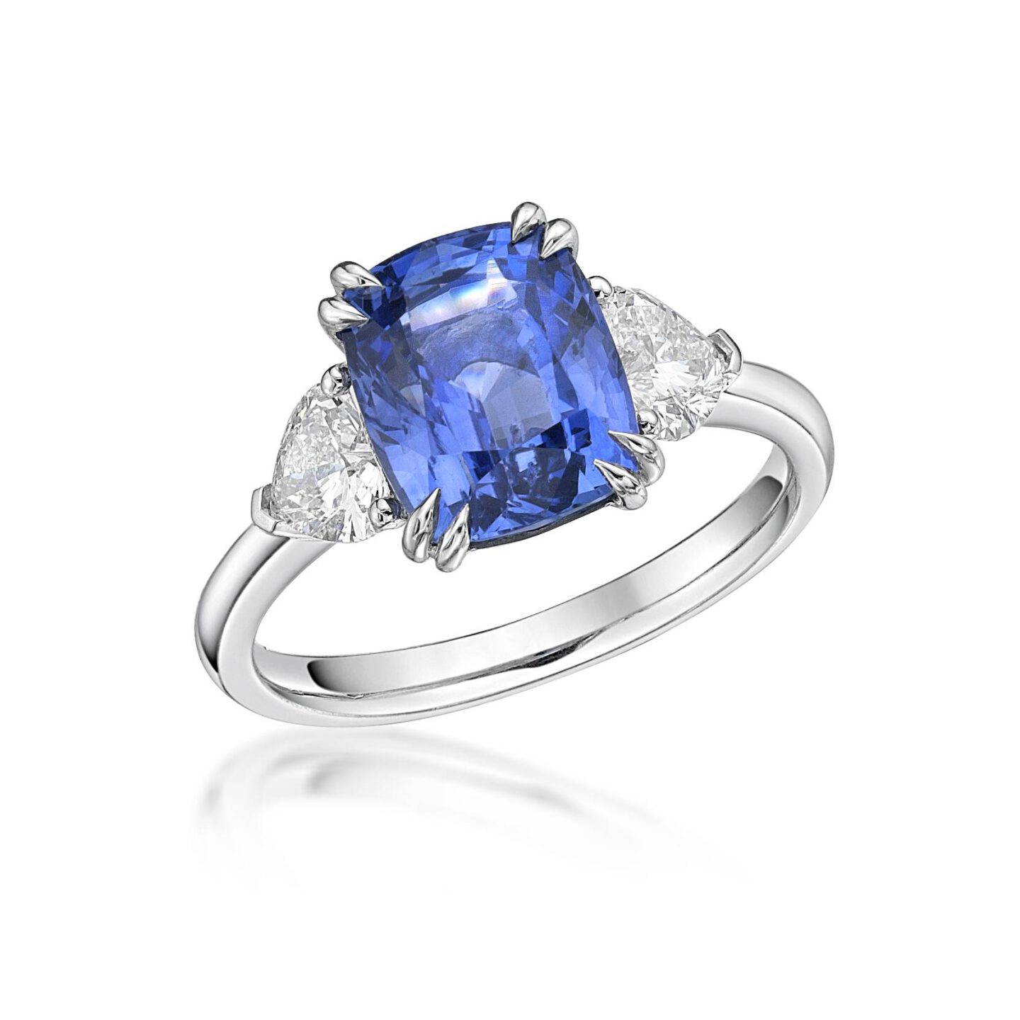 Ceylon Sapphire and Heart Shape Diamond Ring