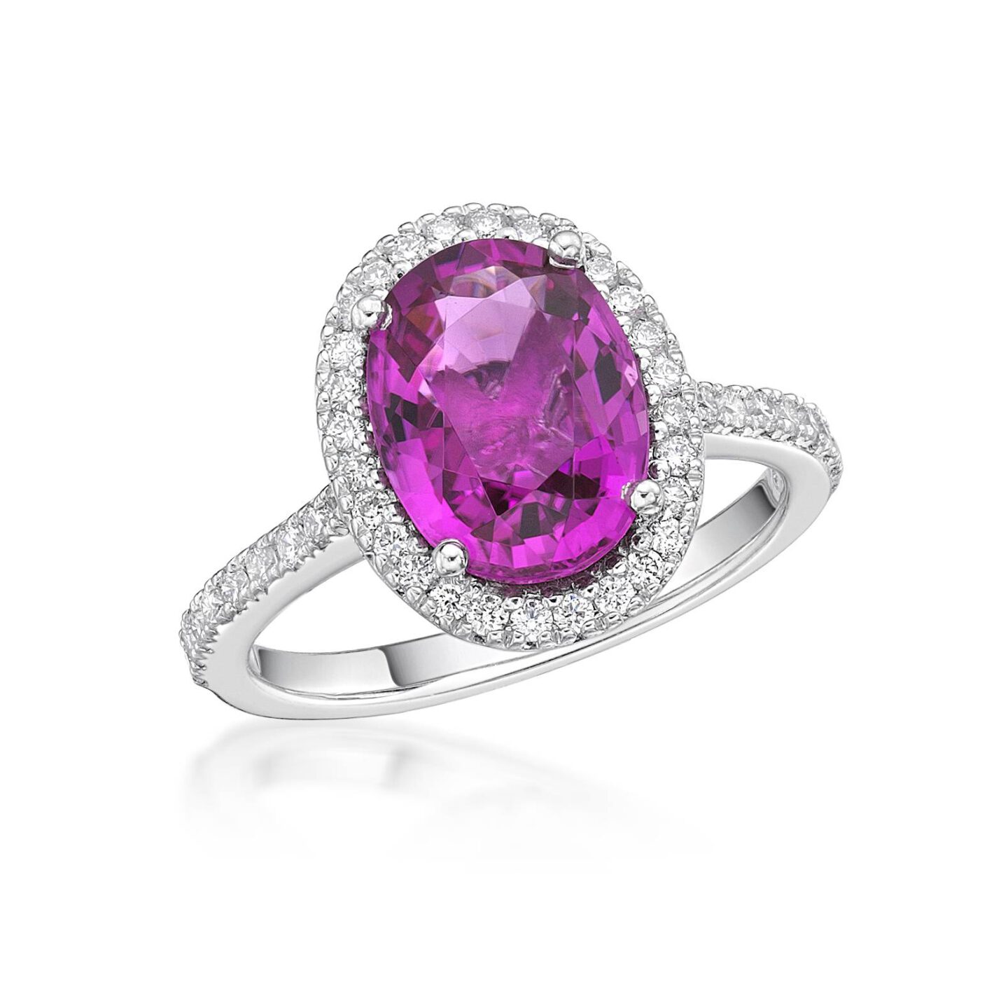 Pink Tourmaline and Diamond Halo Dress Ring