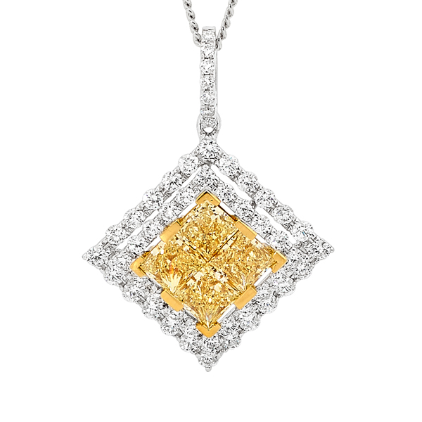 Princess Cut Yellow Diamond Pendant
