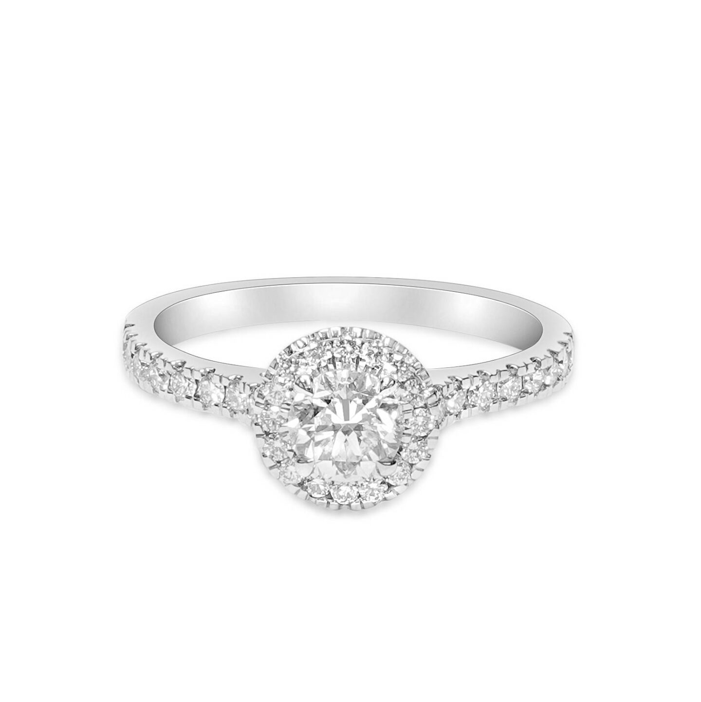 18K Diamond Halo Engagement Ring