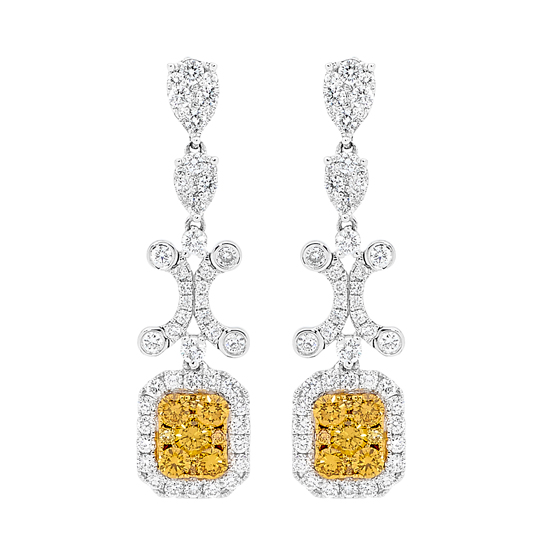 Yellow Diamond Drop Earrings