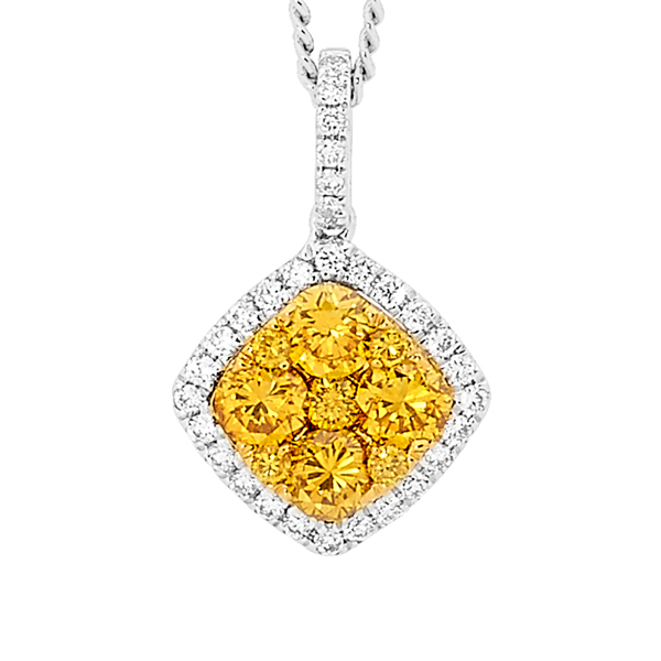 Round Brilliant Cut Yellow Diamond Pendant