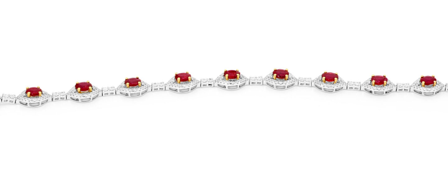 Ruby and Round Brilliant Cut Diamond Bracelet